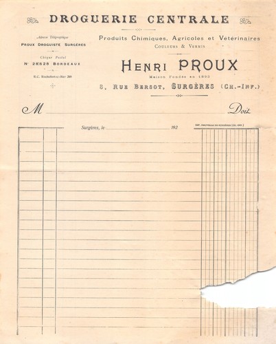 1920 droguerie centrale - 1920,