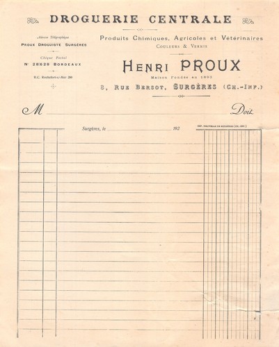 1920 droguerie centrale - droguerie,