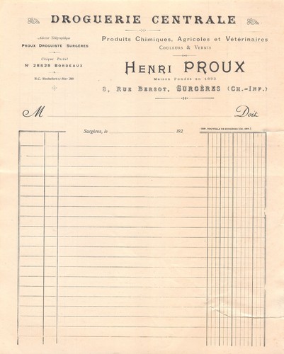 1920 droguerie centrale - ,