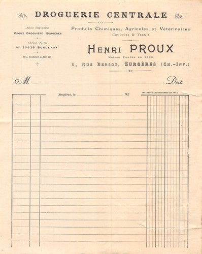1920 droguerie centrale - ,