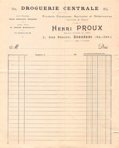 1920 droguerie centrale - 1920,