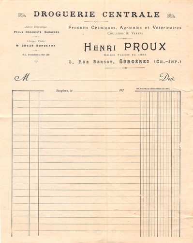 1920 droguerie centrale - ,
