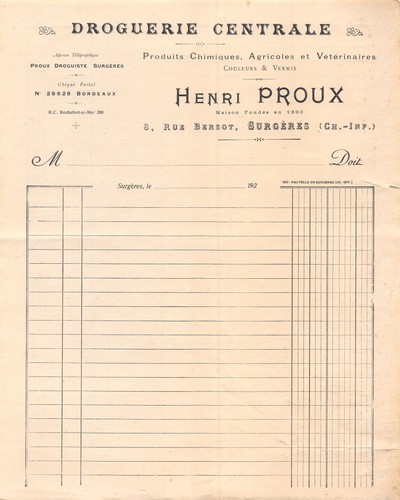 1920 droguerie centrale - droguerie,
