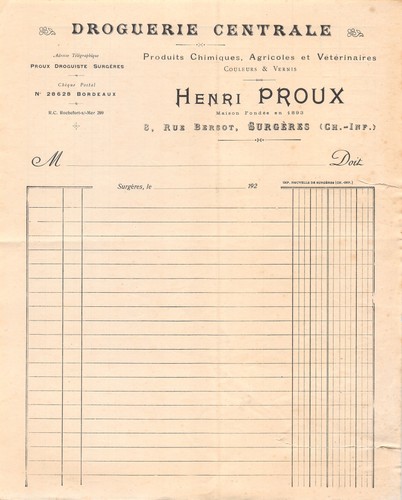 1920 droguerie centrale - 1920,