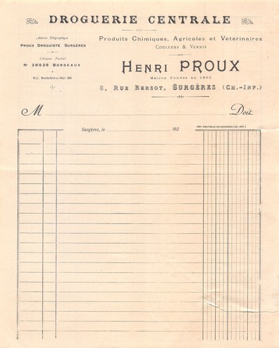 1920 droguerie centrale - 1920,