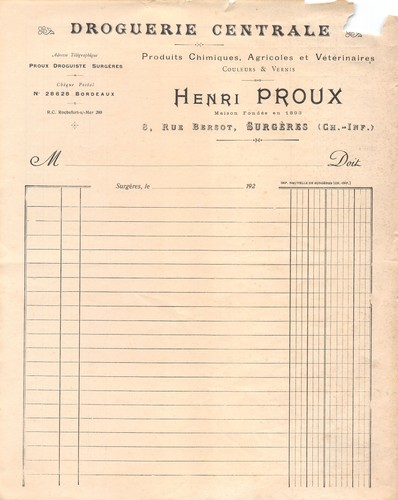 1920 droguerie centrale - droguerie,