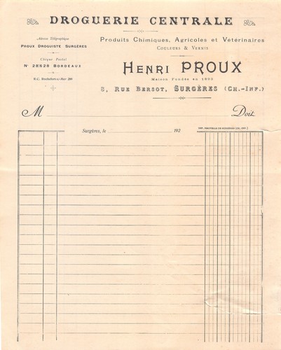 1920 droguerie centrale - 1920,