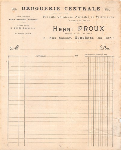 1920 droguerie centrale - ,