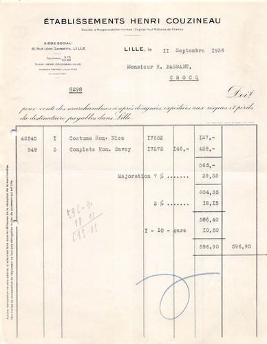 1936 etab hanri couzineau a - ,